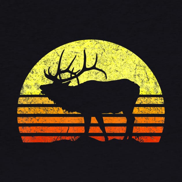 American Elk Hunter Dad Vintage Retro Sun Bow Hunting Gift by wcfrance4